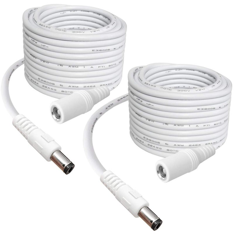 SIOCEN 2-Pack 10FT DC Power Extension Cable,5.5mm x 2.1mm Extension Cord,12v Extension Cord for Security Camera CCTV IP,Router,LED Strip,5V 9V 24V 12 Volt Male to Female Plug Supply Adapter Power Cord - Image 1